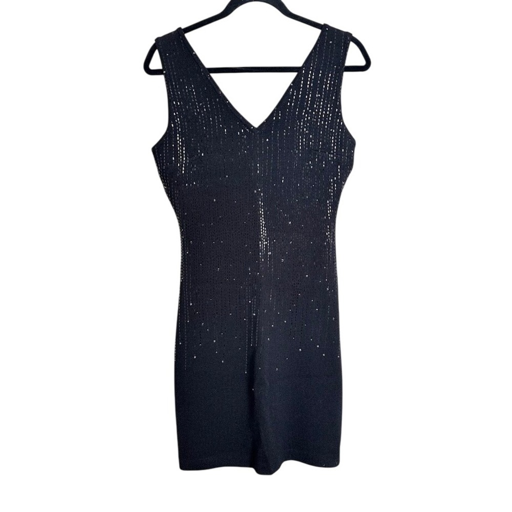 St. John Evening Marie Gray Black Shimmer Knit Cocktail Dress 4